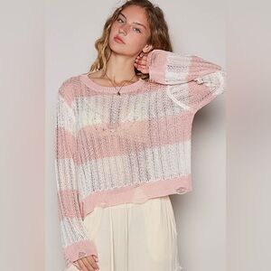 POL “Washed Ashore” Knit Top | Pink Stripe 📦